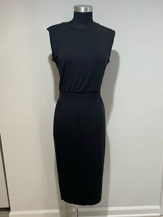 Athleta Black Sleeveless Midi Dress - Picture 1 of 5